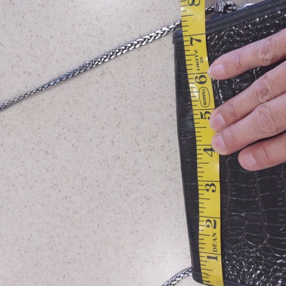 Brighton Black Leather Crocodile Embossed Crossbody Bag - Picture 12 of 16